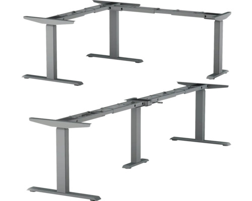 Bureau onderstel E-CORNER zit-sta elektrisch verstelbaar 64-129 cm, antraciet In hoogte verstelbaar bureauframe voor hoekbureau