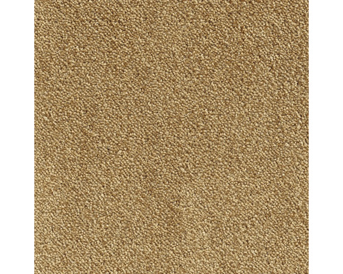 Tapijt frisé Leila goud 500 cm breed Close-up van een beige tapijt.