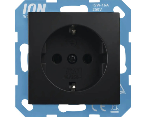 ION INDUSTRIES E1 Stopcontact 1-voudig RA zwart mat