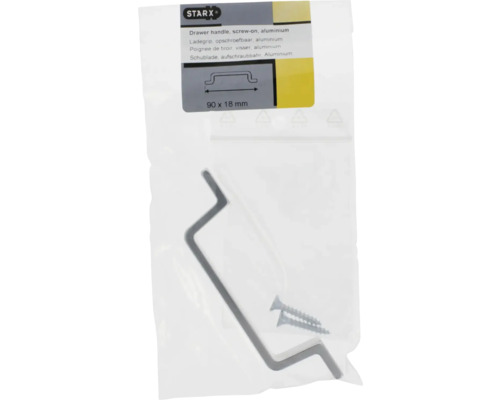 Starx ladehandgreep schroefbaar, aluminium, 90 x 18 millimeter