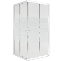 Vierkante douchecabine met horizontale strepen op het glas