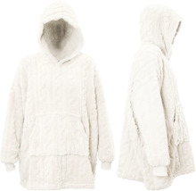 Fluffy hoodie met zak in voor- en zijaanzicht