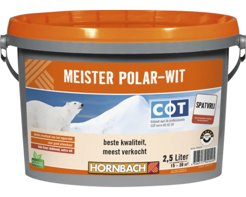 HORNBACH Meister Polar muurverf spatvrij wit 2,5 l