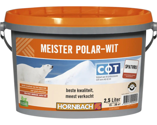 HORNBACH Meister Polar muurverf spatvrij wit 2,5 l Meister Polar-Wit verfemmer 2,5 liter