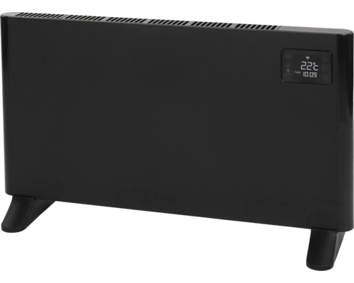Zwarte elektrische radiator met digitaal display