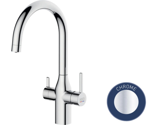 Chromen keukenkraan met hoge uitloop