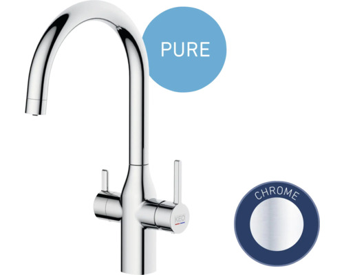 Keukenkraan van chroom met hoge uitloop