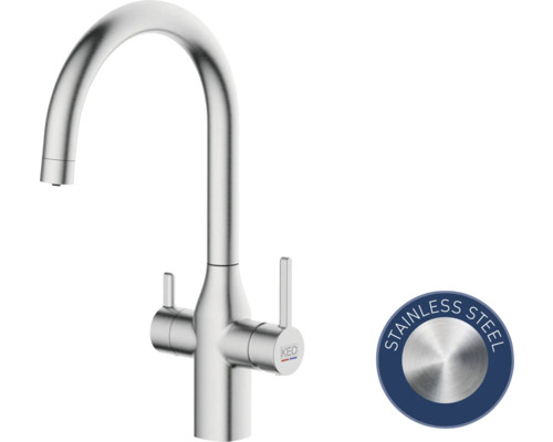 KEO keukenkraan van roestvrij staal met hoge uitloop