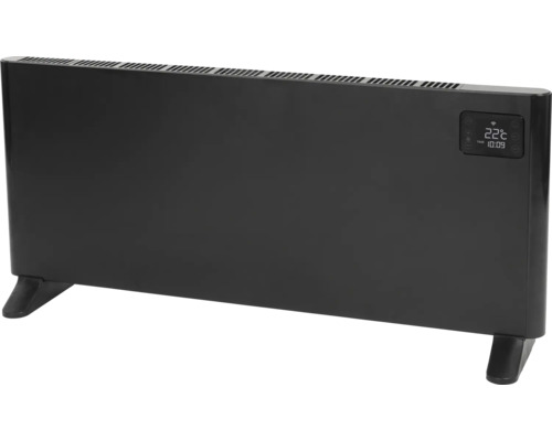 Zwarte convectorradiator met display en poten
