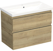 Wastafelonderkast met twee laden en houten decor