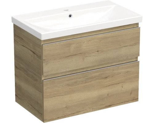 JUNGBORN Badkamermeubel met wasbak Trenta 80x45x65 cm halifax eiken naturel