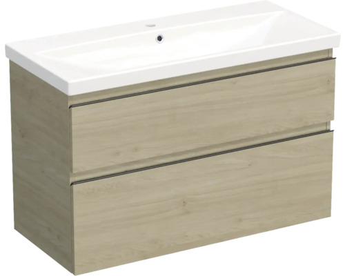 JUNGBORN Badkamermeubel met wasbak Trenta 100x45x65 cm kendal eiken naturel