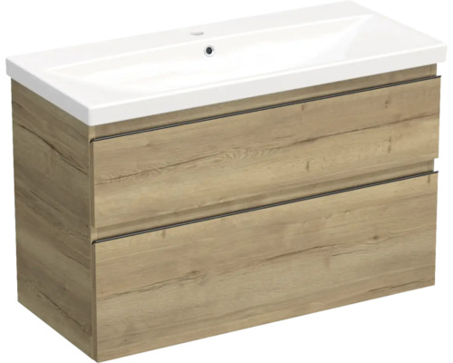 JUNGBORN Badkamermeubel met wasbak Trenta 100x45x65 cm halifax eiken naturel