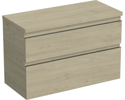 JUNGBORN Wastafelonderkast Trenta 64,6x96,7 cm kendal eiken naturel zwarte greep