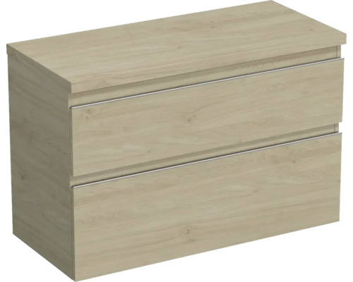 JUNGBORN Wastafelonderkast Trenta 64,6x96,7 cm kendal eiken naturel zilveren greep