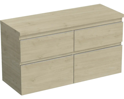 JUNGBORN Wastafelonderkast Trenta 64,6x116,7 cm kendal eiken naturel zilveren greep