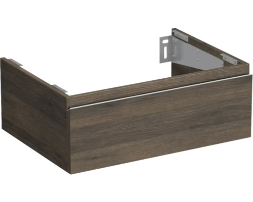 JUNGBORN Wastafelonderkast Trenta 26x70 cm gladstone eiken tabak zilveren greep Wastafelonderkast zonder wastafel voor wandmontage