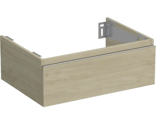 JUNGBORN Wastafelonderkast Trenta 26x70 cm kendal eiken naturel zilveren greep Wastafelonderkast van hout met bevestigingsmateriaal
