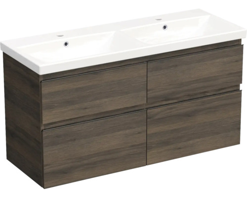 JUNGBORN Badkamermeubel met wasbak Trenta 120x45x65 cm gladstone eiken tabak