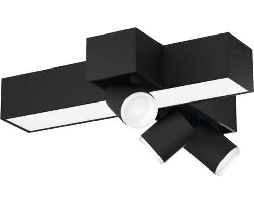 PHILIPS Hue White and Color Ambiance LED opbouwspot Centris 3-lichts cross zwart Zwarte plafondlamp met meerdere spots
