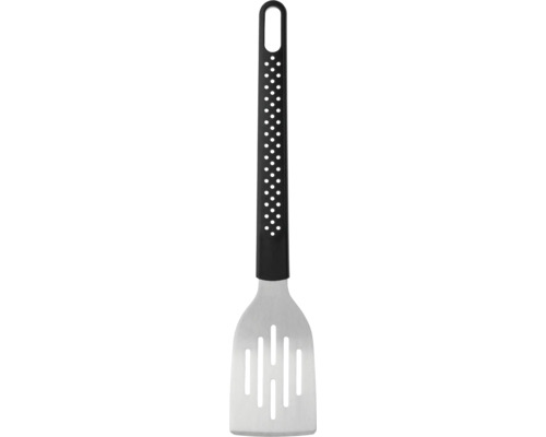 Grill spatel met gaten in het blad en een gat in het handvat