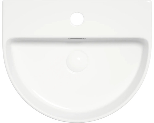 Bovenaanzicht: keramische wastafel.