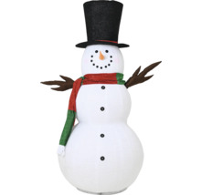 Decoratieve sneeuwpop met hoge hoed en sjaal voor de kerstperiode