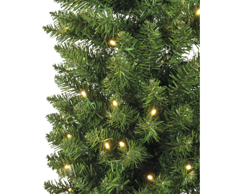Detailopname van een kunstkerstboom met ledverlichting.