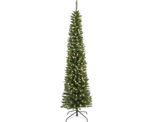 EVERLANDS Kunstkerstboom Pencil smalle kerstboom met LED verlichting H 210 cm Ø 60 cm Smalle kunstkerstboom met verlichting op een standaard