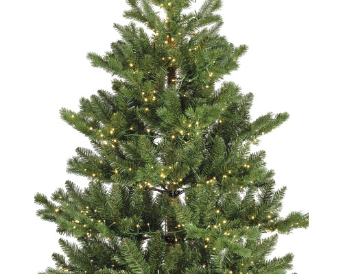 Detailopname van een kunstmatige kerstboom met verlichting