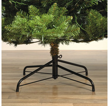 Detailopname van een kunstmatige kerstboom met metalen standaard