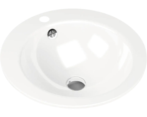 KALDEWEI Inbouw wastafel staal Object R alpinwit 47,5x47,5 cm Wastafel van keramiek met kraangat en overloop