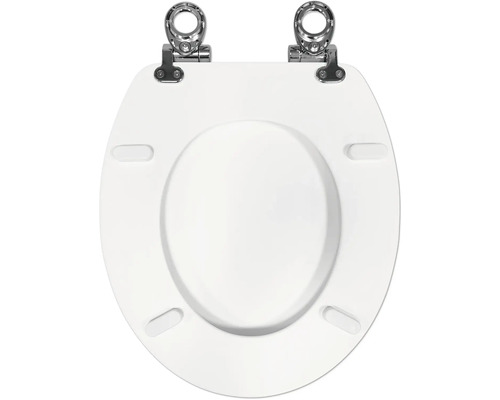 Toiletbril met metalen scharnieren, bovenaanzicht