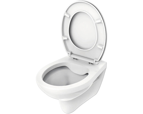 Hangtoilet met open spoelrand en toiletzitting