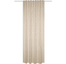 Beige gordijn met krullend lint ophanging