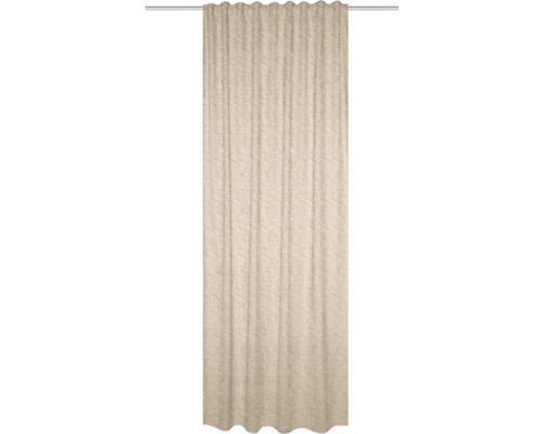 Beige gordijn met krullend lint ophanging