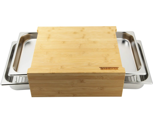 Roestvrijstalen warmhoudbak met bamboe deksel