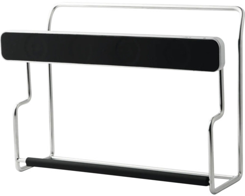 Keukenrolhouder van metaal met zwarte greep