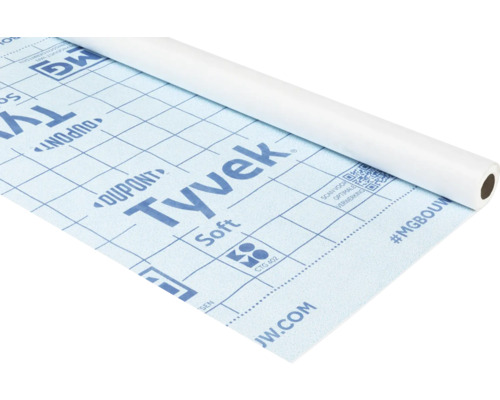 TYVEK® Soft - Waterkerende damp-open folie, 1,5x50m Rol DuPont Tyvek Soft gevelbekleding