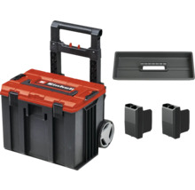 Gereedschapskist met wielen, handgreep, inzetstuk en twee scheidingswanden