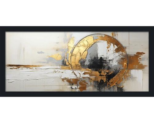 PURE LIVING Schilderij met lijst Abstract Gold Circle 60x130 cm