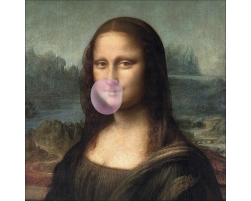 Schilderij van de Mona Lisa met kauwgom