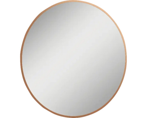 JUNGBORN Badkamerspiegel met LED verlichting Round Ø60 cm rosé goud Ronde spiegel met houten frame