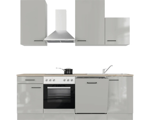Complete keukenunit met spoelbak, kookplaat, oven, afzuigkap en bovenkasten