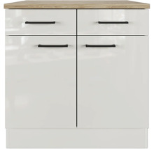 FLEX WELL Onderkast met 2x schuiflade en 2x draaideur Lund 80x60x85 cm lichtgrijs glanzend