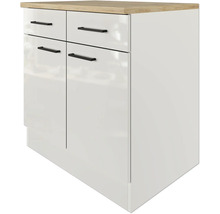 FLEX WELL Onderkast met 2x schuiflade en 2x draaideur Lund 80x60x85 cm lichtgrijs glanzend