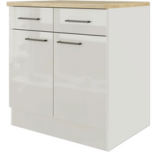 FLEX WELL Onderkast met 2x schuiflade en 2x draaideur Lund 80x60x85 cm lichtgrijs glanzend