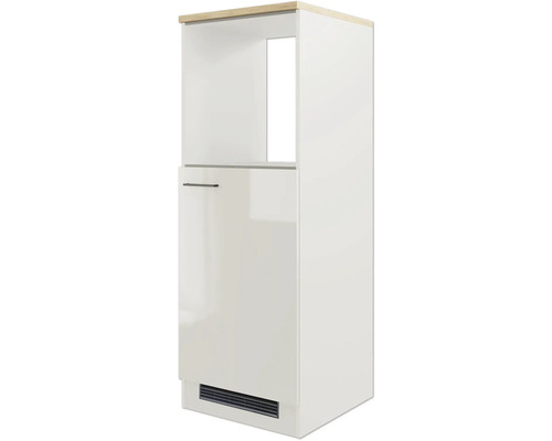Hoge keukenkast met deur, lade en ventilatierooster.