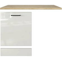FLEX WELL Vaatwasserdeur incl. plint en werkblad voor volledig geïntegreerde vaatwassers Lund 110x60x85 cm lichtgrijs glanzend