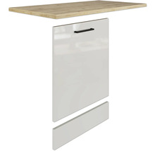 FLEX WELL Vaatwasserdeur incl. plint en werkblad voor volledig geïntegreerde vaatwassers Lund 110x60x85 cm lichtgrijs glanzend